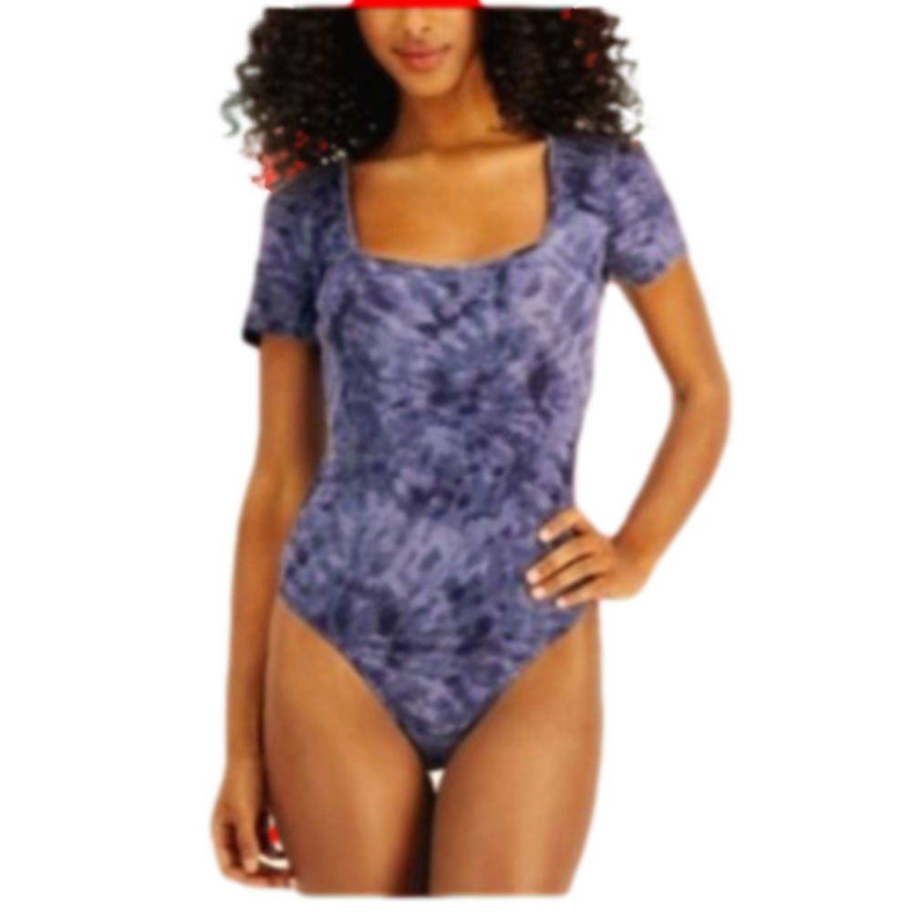 Jenni Square Neck Ribbed Bodysuit Macy's Swirl Tie Dye NWTags Size XL